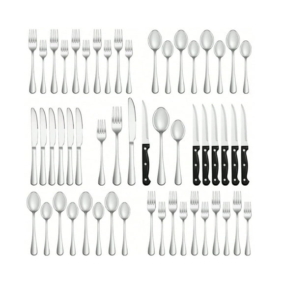 24 Pcs Silverware Set With Steak Knives Service For 4,Stainless Steel Flatware Set,Mirror Polished Cutlery Utensil Set,Home Kitchen Eating Tableware Set,Include Fork Knife Spoon Set