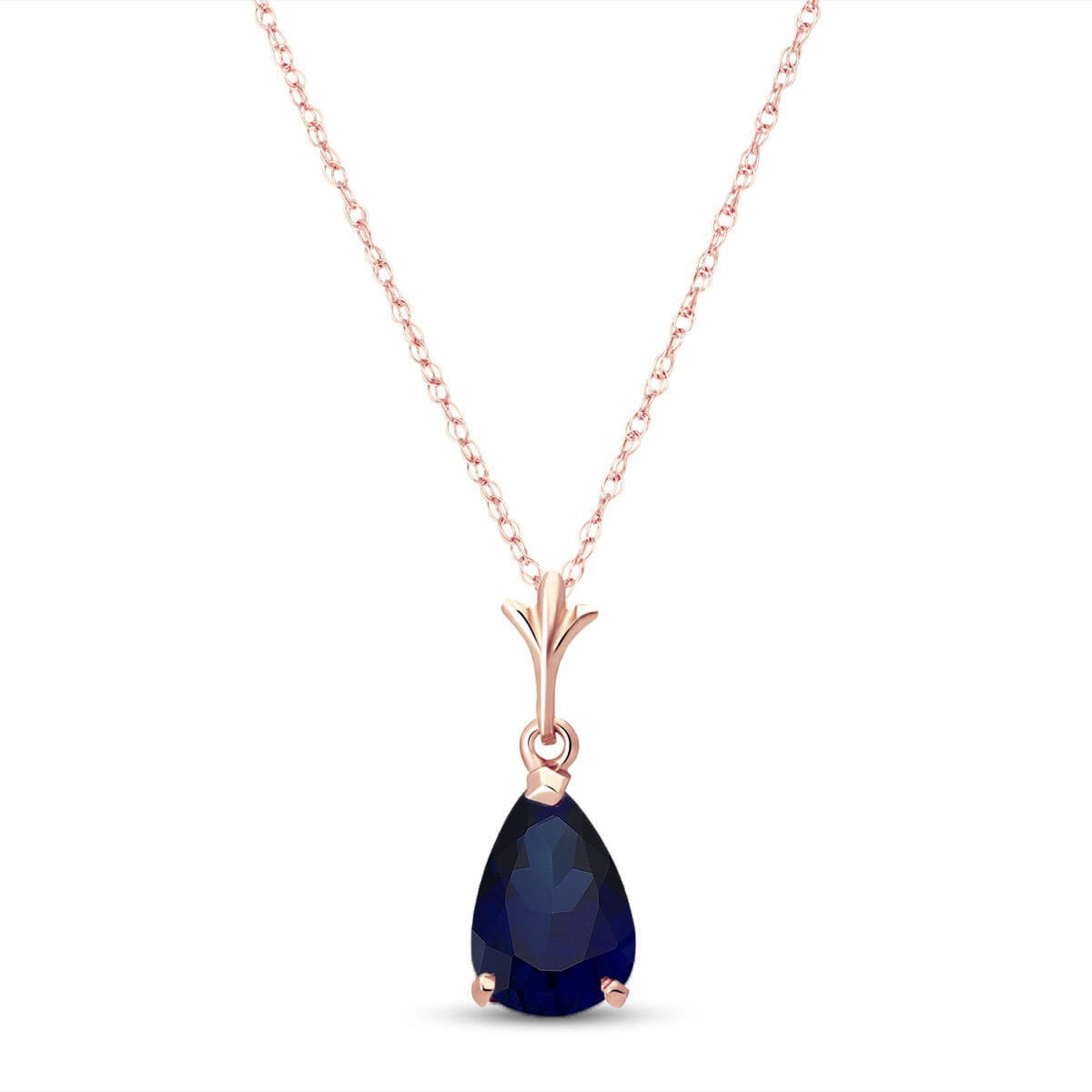 Galaxy Gold 14K Solid Gold 1.5 Carat Natural Sapphire Pendant Necklace for Women - Rose Gold Fine Jewelry