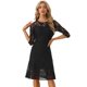 thumbnail image 1 of Vestido Elegante de Encaje para Mujer Mangas 3/4 Vestido con Diseño de Volantes Negro M, 1 of 6