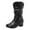 Black, variant on Western Boots for Women Slouchy Leather Block Heel Round Toe Mid Calf Booties Winter Thickened Warm Casual Retro Long Boots White Size 6