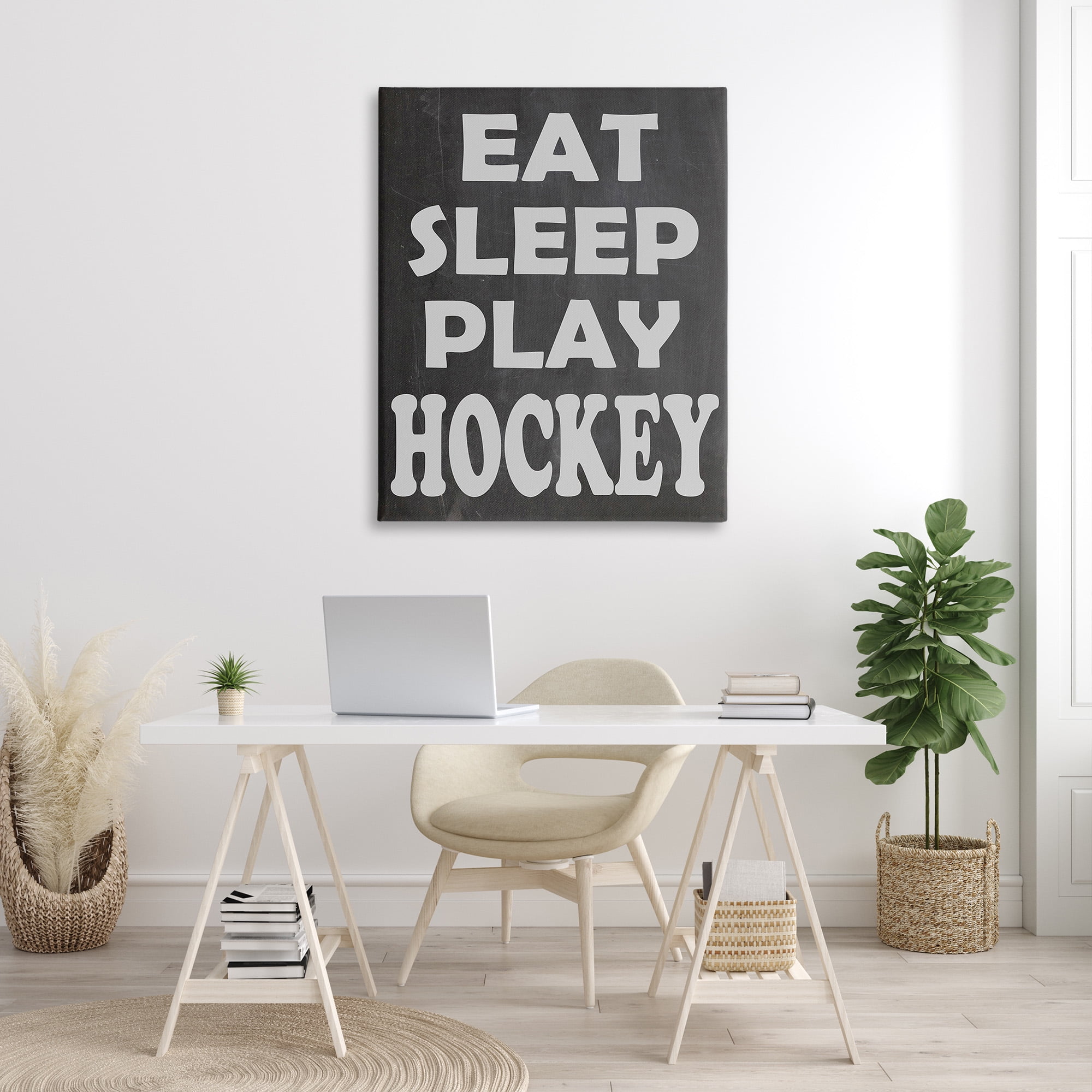 Stupell Industries Eat Sleep Play Hockey Sports Painting Gallery Wrapped Canvas Art Print Wall Art, 36 x 48