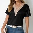 thumbnail image 5 of Women's V Neck Lace Trim Short Sleeve Casual Top Blouse Elegant Spring Summer T-Shirt Comfortable Long/Short Sleeve Tee Shirts for Men Beach Tops Casual Shirt, 5 of 7
