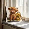 thumbnail image 3 of Bomd Highland Cow Decorative Throw Pillow Covers , Decorative Floral Farm Animal Design, Modern Square Home Decorative Pillowcases Cushion Cases for Sofa Bed Chair, 17.7x17.7 Inch, 3 of 6
