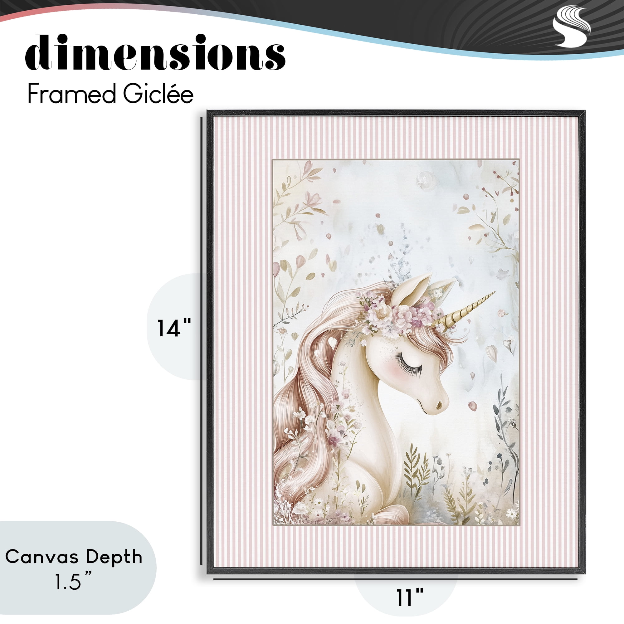Stupell Industries Enchanted Dreams Unicorn Black Framed Giclee Art, design by Christine Simpson Art