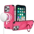 thumbnail image 5 of For Apple iPhone 15 Pro Max (6.7") Brushed Armor Rugged Hybrid with Invisible Magnetic Circle Kickstand Shockproof PC Protective Cover ,Xpm Phone Case [ Hot Pink ], 5 of 6