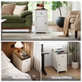 thumbnail image 4 of CHIC HOUSE Tables d'Extrémité pour Salon avec Station de Recharge, Table de Chevet Style Ferme pour Chambre avec Tiroir de Rangement, Tables d'Appoint Étroites Tables d'Accent, Petites Tables pour Petits Espaces, Brun et Chêne, 4 of 11