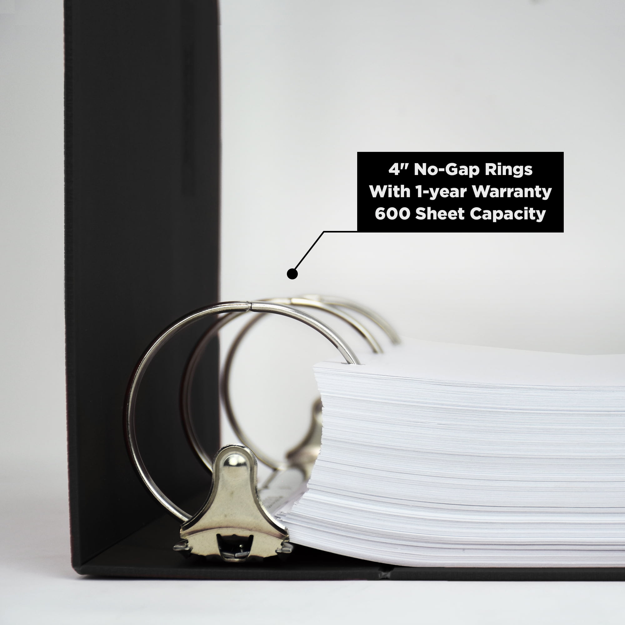 Carstens 4-Inch Heavy Duty 3-Ring Binder - Side Opening, Black