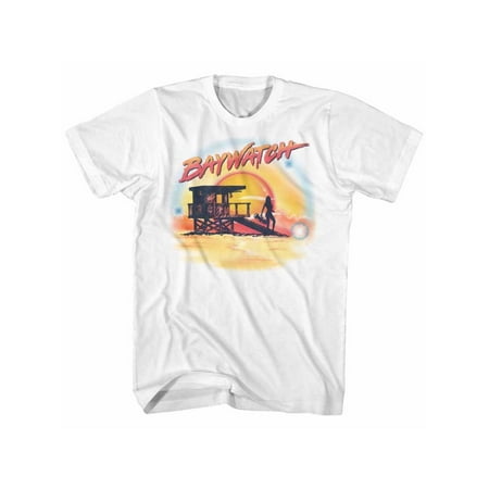 Baywatch 90's Drama Beach Patrol Lifeguard Airbrush Scene Adult T-Shirt