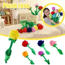 Apmemiss Clearance Plush Rose Flower Stuffed Rose Flower Bendable Stems Plush Bouquet Toy Soft Rose Flower 12.6 Inch Valentines Day Gifts Mothers Day Gifts, Blue, 1Pc