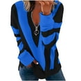 thumbnail image 1 of Camiseta holgada de manga larga con cuello en V y estampado de retazos informal a la moda para mujer Pompotops gfhjh11466, 1 of 1