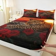 thumbnail image 4 of Feelyou 3pcs Leopard Twin Sheet Set, Jungle Cheetah Rose Anniversary Beddi, 4 of 8