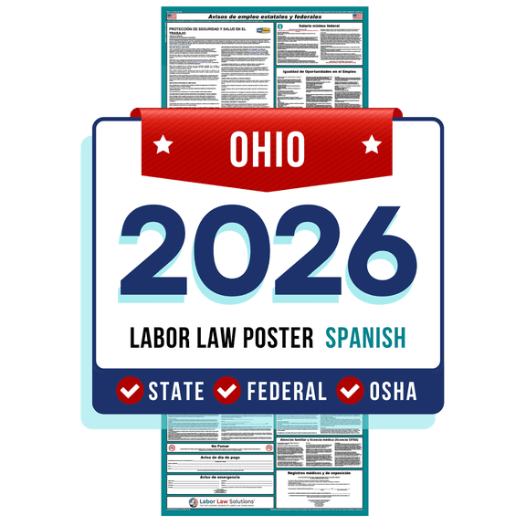 Ohio State and Federal Labor Law Poster 2026 SPANISH - Non-Laminated Paper