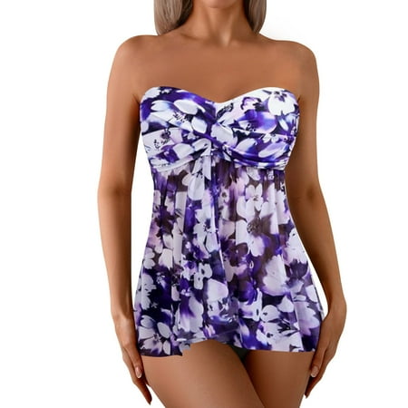 MSJUHEG One Piece Swimsuit Women Tummy Control Swimsuits for Women Bathing Suit for Women Two Split Swimsuit Belly Covering Bikini Vintage Swimsuit for Women Swim Suits for Women 2025 Purple S