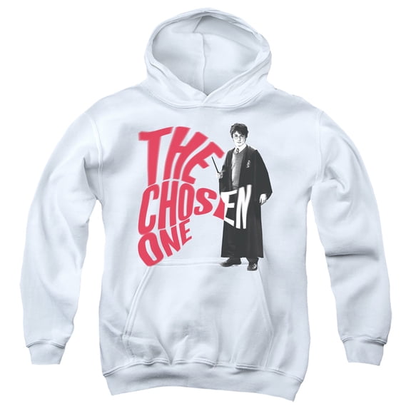 Harry Potter The Chosen One Youth Kids Boy/Girls Pull-Over Hoodie, White, Large