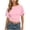 Pink, variant on Womens Boat Neck Cropped Top Flowy Short Sleeves Side Ruched Waist Casual Everyday Soft Knit Lightweight Breathable Summer Solid Blouse