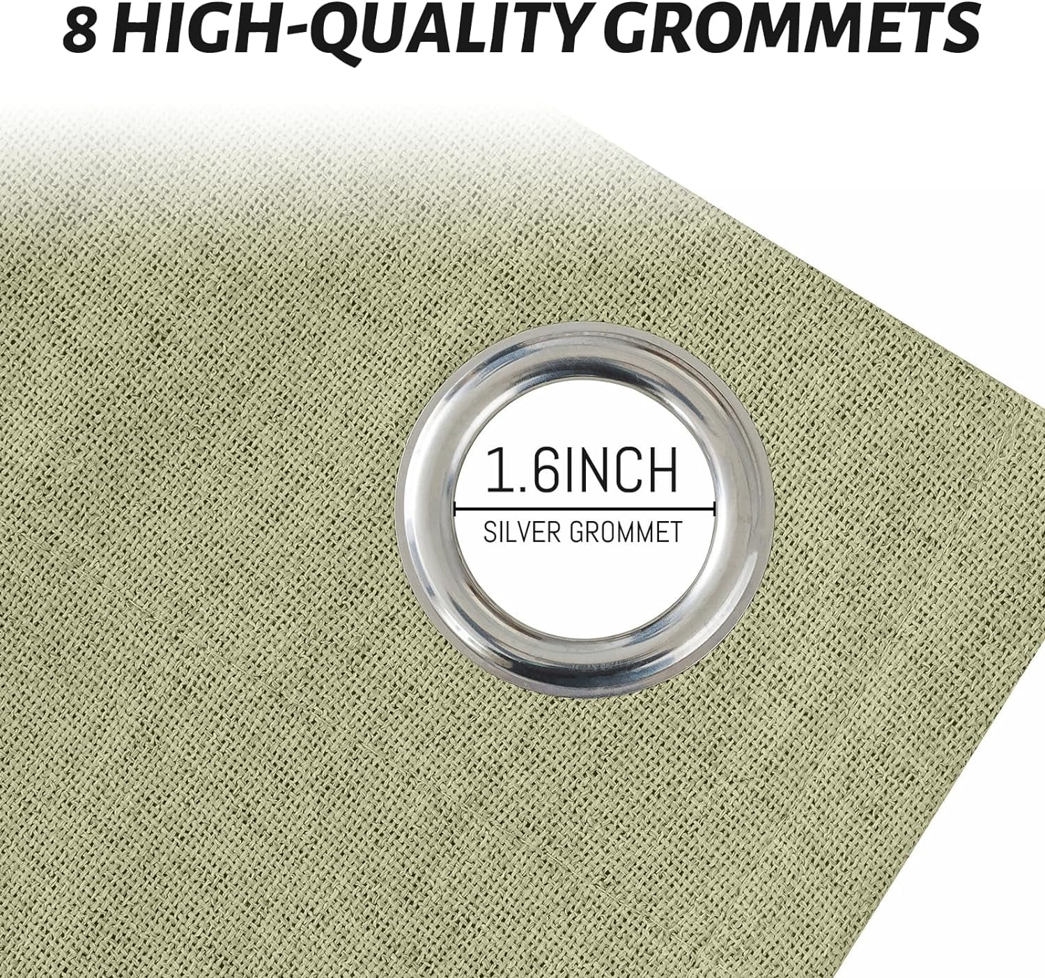 Yakamok Sage Green Linen Curtains 100% Blackout 84 Inches Long,Room Darkening Textured Curtains for Living Room Thermal Grommet Bedroom Curtains 2 Panels with Greyish White Liner