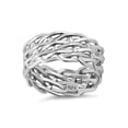 thumbnail image 3 of 925 Sterling Silver Oxidized Platinum Plated Net Weaving Women Valentines Day Gifts Ring, 3 of 4