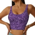 thumbnail image 2 of Lsque Purple Glitter Printed Women'S Sports Bra, Compression, Moisture Wicking, High-Impact Sports Bra For Women,Supportive sports bra-Medium, 2 of 9