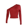 thumbnail image 4 of YueHuiYing Fashion Women Color Off Shoulder Long Sleeve Sweater Pullover Sweater Puff Blouse, 4 of 8