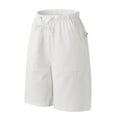 thumbnail image 5 of Miluxas Men's Casual Loose High Waist Drawstring Elastic Waist Solid Shorts with Pockets Clearance White XL(XL), 5 of 9