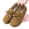 thumbnail image 6 of Domzle Women Faux Suede Loafers Slip On Walking Shoes Work Casual Non Slip Lightweight Comfort Beaded Fashion Round Toe Brown, 6 of 6
