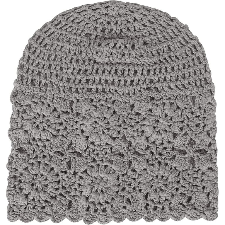 ZLYC Women Cotton Crochet Slouchy Beanie Hat Handmade Knit Cutout 