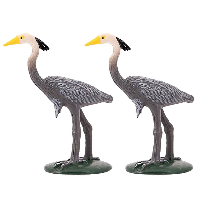 2 piezas de simulación de grúa gris, modelo de grúa simulada, adorno de escritorio con diseño de animal.