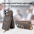 thumbnail image 6 of ELEHOLD for iPhone XS Max Luxury Leather Wallet Case with Back Flip Card Slots RFID Blocking Zipper Cash Pocket Stand Function Ring Holder Support Magnetic Car Mount Shockproof Case,gray, 6 of 9