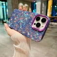 thumbnail image 5 of Decase for iPhone 15 Plus, Luxury Glossy Glitter Shining Sea Shell Pattern Drop Protection Case Fashionable Shockproof Slim Smooth Phone Cover for Women Girls,black, 5 of 7