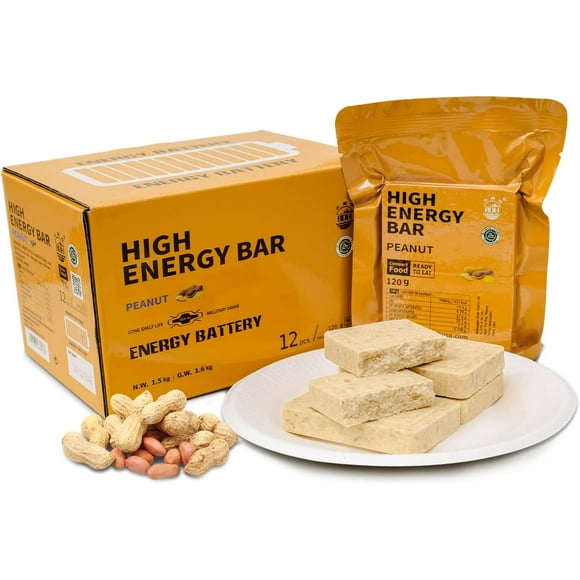 BDH High Energy Bar Peanut Flavor 6840Calorie / 120gx12bags Survival Emergency Ration Biscuits MRE for Outdoor Camping Emergency Snowstorm Earthquake Disaster Preparedness Kit