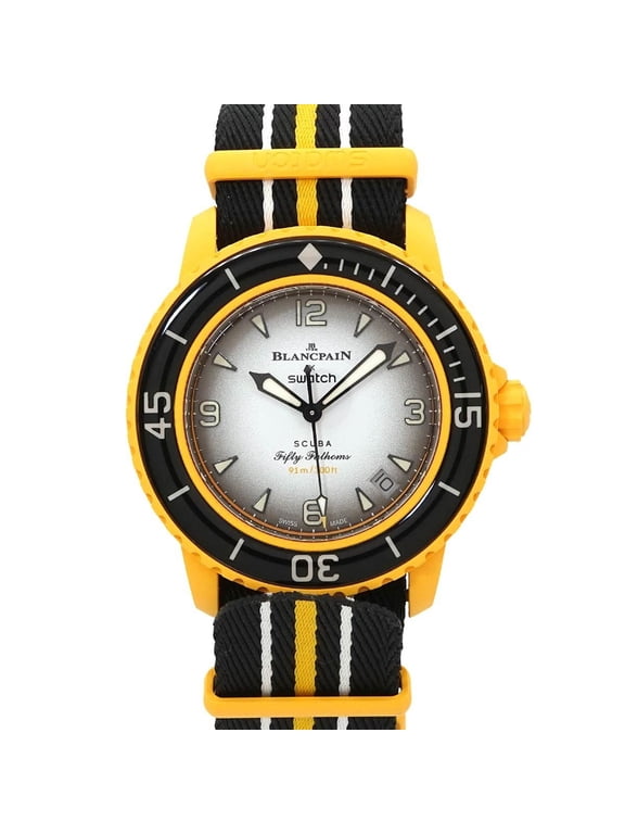 Pre-Owned Swatch Blancpain x Fifty Fathoms Pacific Ocean SO35P100 Men's Watch, Date, Black,...