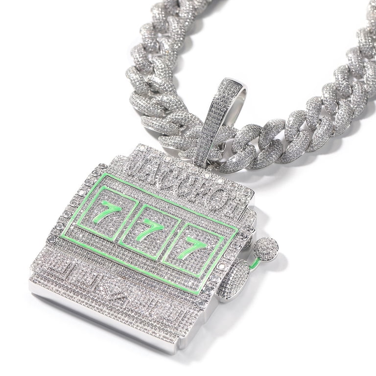 14K Real White Gold Finish Simulated Diamond Iced Out Lucky  display picture 1