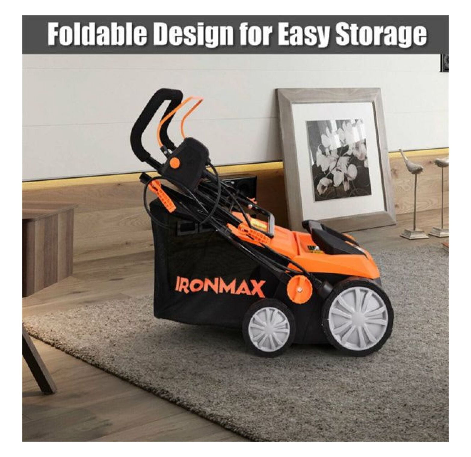 15" Electric Lawn Dethatcher w/ 50L Collection Bag Orange