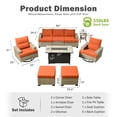 thumbnail image 3 of Vcatnet 9 Pieces Patio Fire Pit Sets Outdoor Patio Sectional Sofa Furniture Wicker Conversation Set with Swivel Glider Chairs Orange Red, 3 of 7