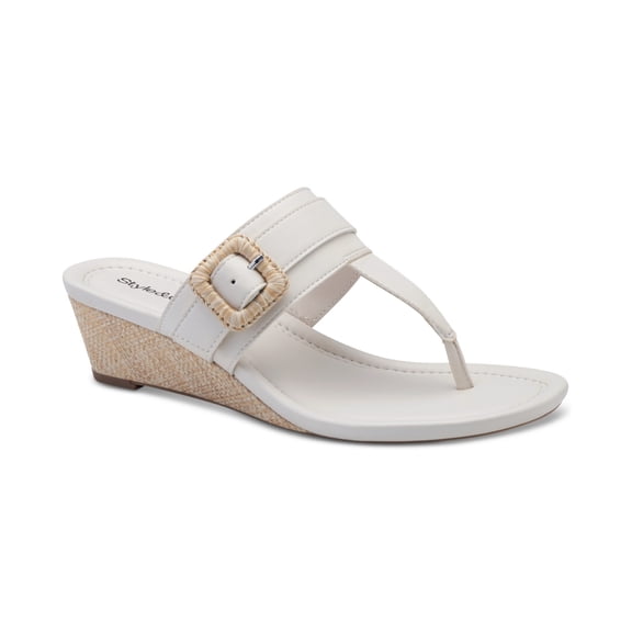 Style Co Polliee Wedge Sandals Ivory Raffia 7M