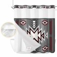 thumbnail image 2 of Red Gray No Hook Shower Curtain Waterproof,Bathroom Curtains with Snap in Liners and See Through Top Window,Southwest Retro Ethnic AztecTexture Bohemian Hotel Style Bathtub Curtains Shower 66"Wx72"L, 2 of 8