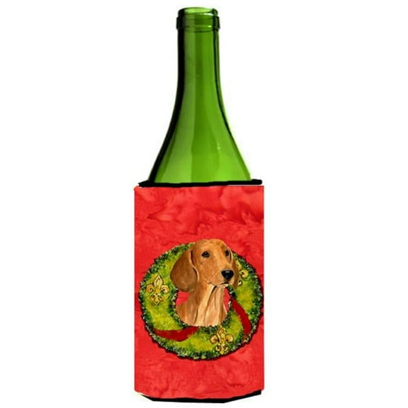 Dachshund Christmas Wreath Wine bottle sleeve Hugger - 24 oz.