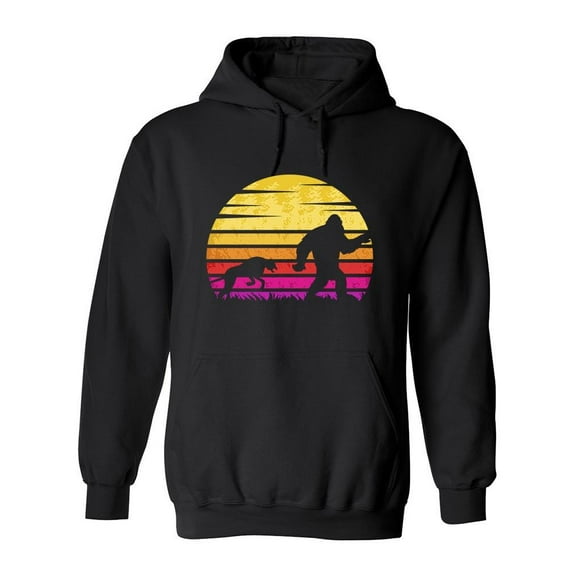 Yeti And Cheetah Sunset Retro Hoodie Men -Image by Shutterstock, Male 3X-Large