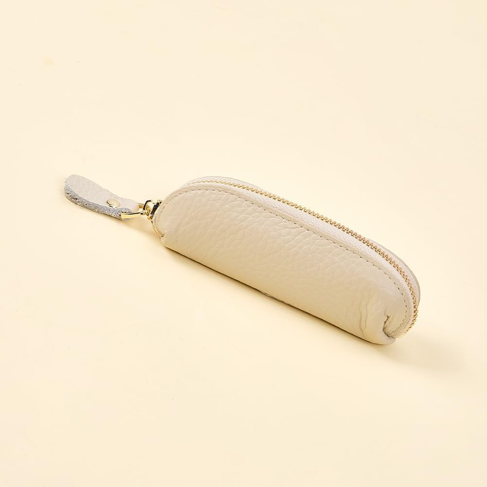 1Pc Mini Leather Coin Purse with Zipper Rectangle White 37.5x130x27mm Small Change Pouch for Travel Handbag Storage Making DIY