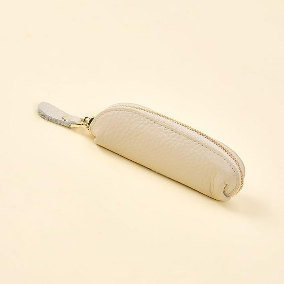 1Pc Mini Leather Coin Purse with Zipper Rectangle White 37.5x130x27mm Small Change Pouch for Travel Handbag Storage