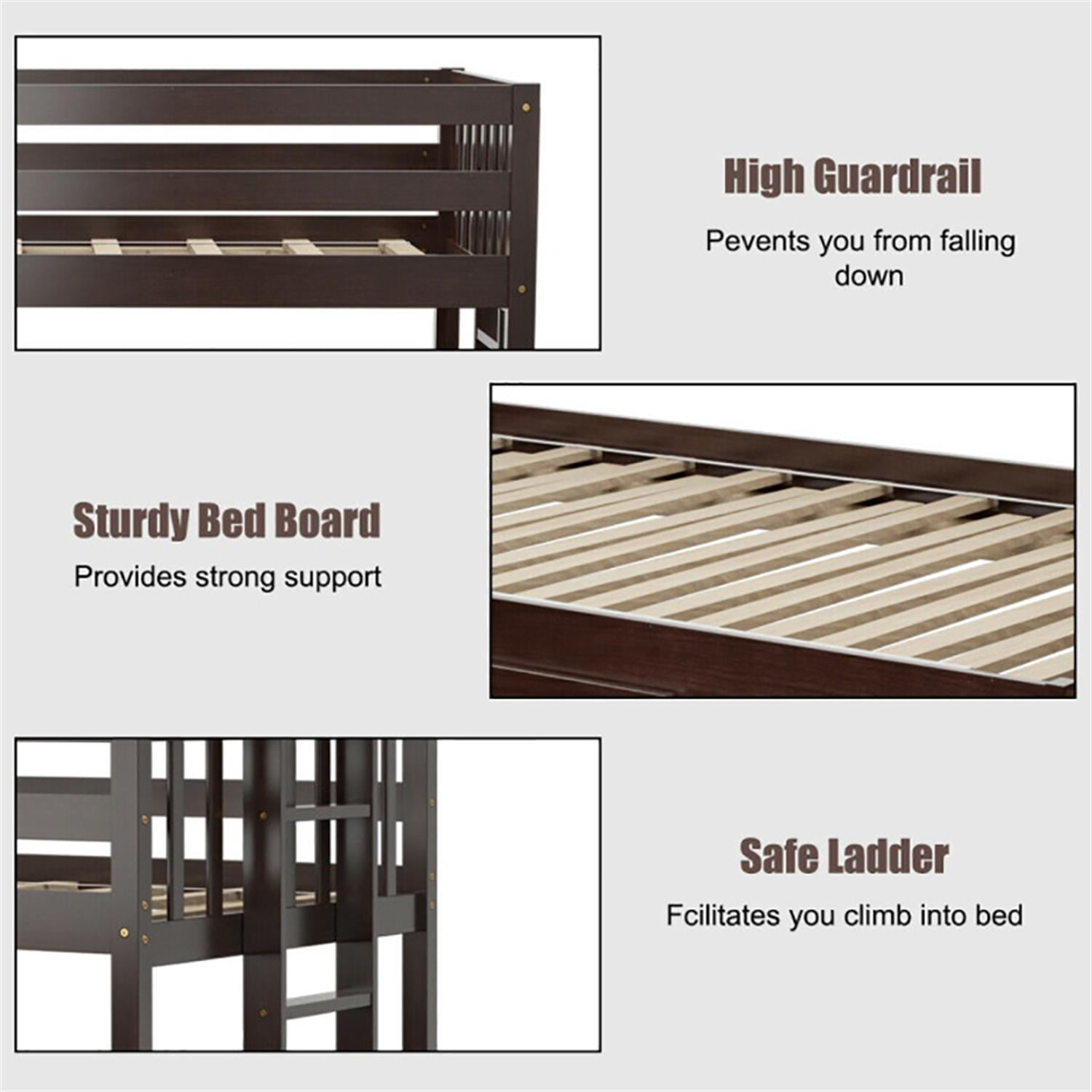 Demi Bonn Twin Pull-Out Bunk Beds with Ladder in the Steps and a Trundle, Bunk Bed Platform, Brown