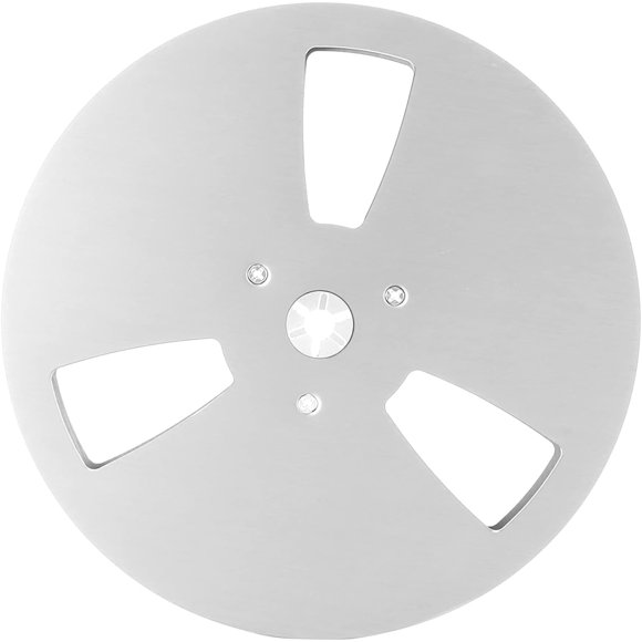 ZOUSSIQI 1/4 7 Inch Empty Tape Reel, Open Reel Audio Aluminum Alloy Takeup Reel for TEAC, Universal Open Reel Sound Tape Empty Reel for Tape Recorder (Sliver) CA919-45218