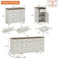 thumbnail image 3 of Dresser for Bedroom with 5 Drawers and 2 Storage Cabinets, End Table with Charging Station for Living Room, Mid-Century Modern Dressers with Wide Chest of Drawers for Nursery, Rustic White, 3 of 7
