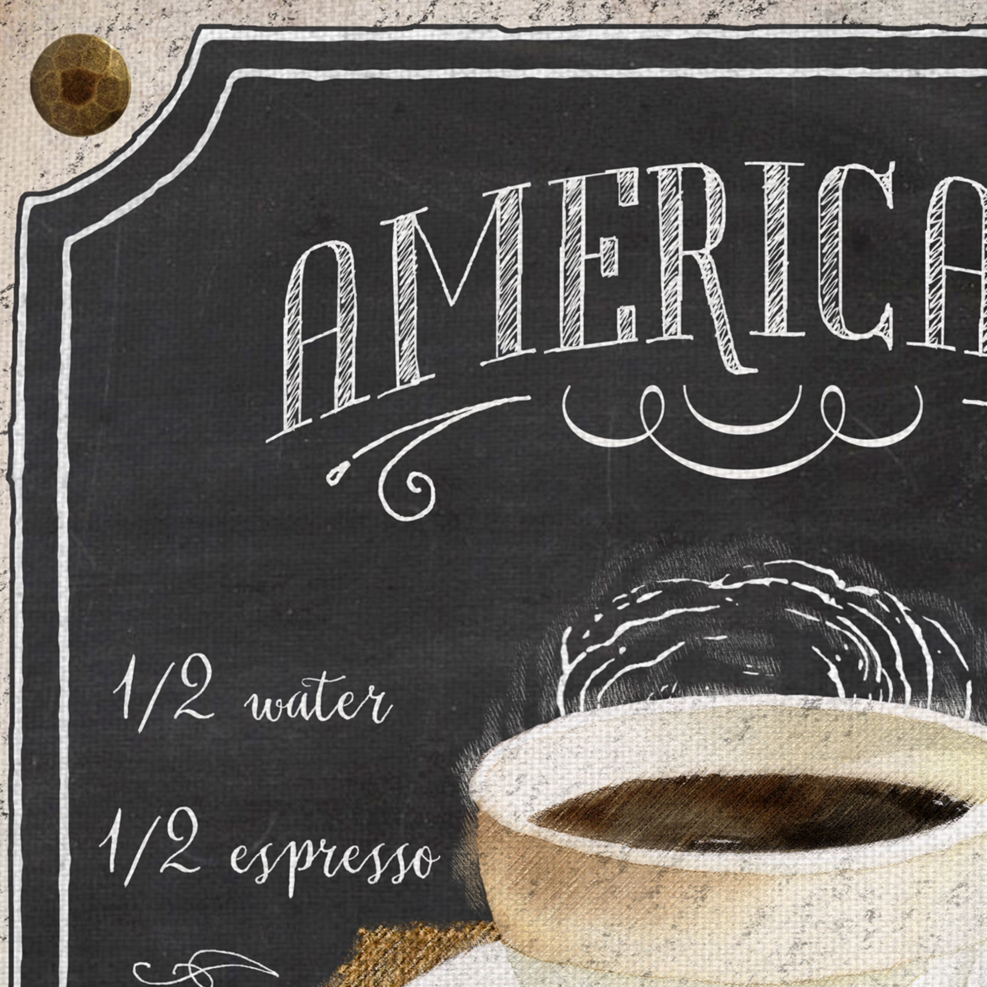 Masterpiece Art Gallery Chalk Americano, Cafe au Lait, Cappucino, Eiskafee Coffee By Lynnea Washburn Canvas Art Print Set of 4 12" x 12"