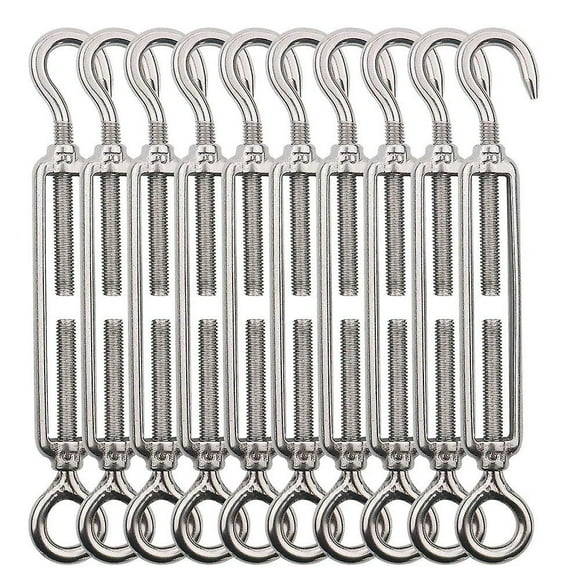 M5 Turnbuckle Hook And Eye,10pcs Stainless Steel Turnbuckle Wire Tensioner,heavy Duty Adjustable Turnbuckles For Garden Wire,fence Wire,outdoor Lights