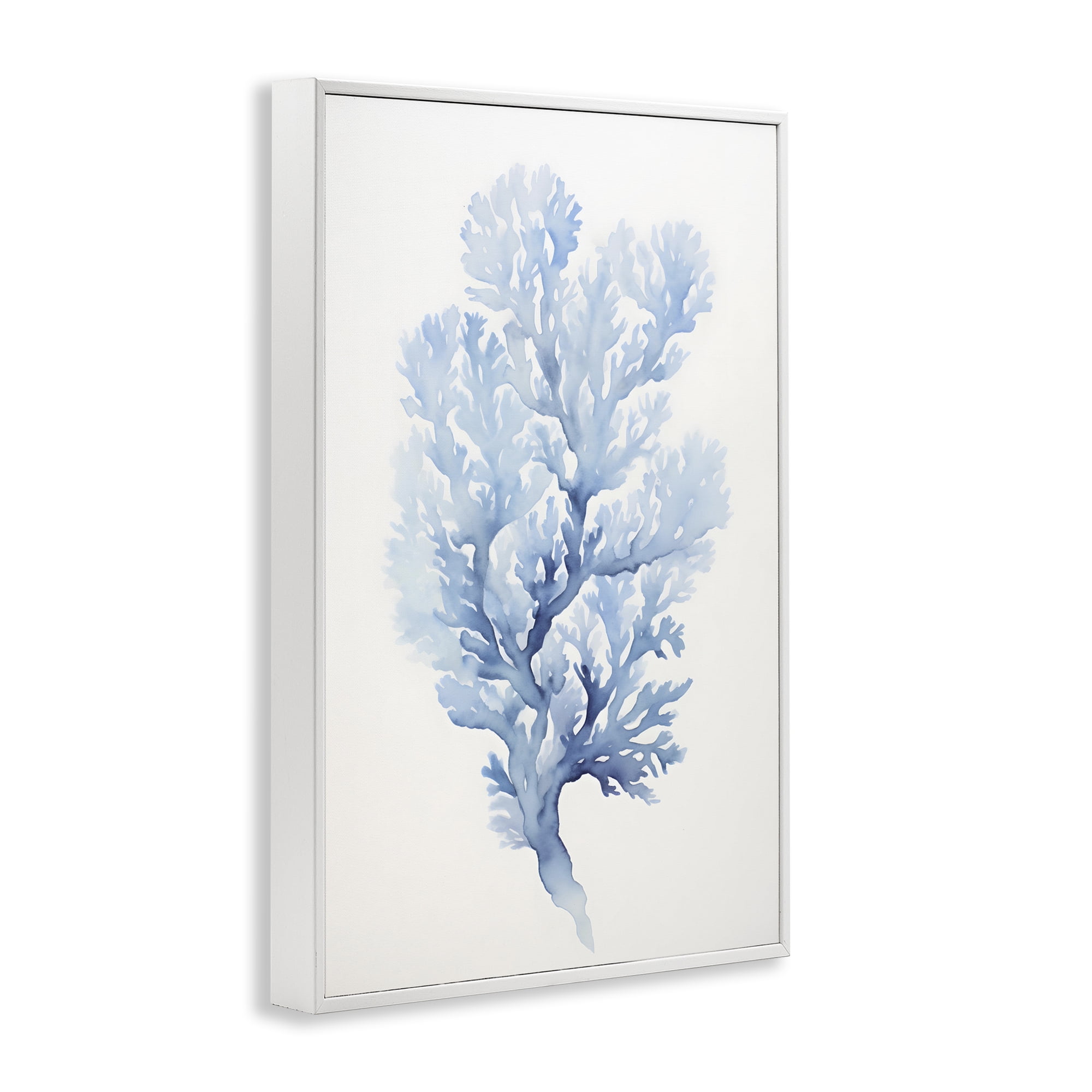 Stupell Industries Indigo Coral Shape Animals & Insects Painting White Framed Art Print Wall Art, 16 x 24