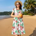 thumbnail image 4 of Naloa Strawberry Print Womens Summer A-Line Dress with Pockets,Short Sleeve Dresses,Flowy Beach Swing Dress for Vacation Travel, 4 of 6