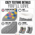 thumbnail image 2 of Girls Shortie Cabin Socks, 2 Pack, Soft Sole Sweater Knit with Silicone Grippers, GREY, S/M, 2 of 8