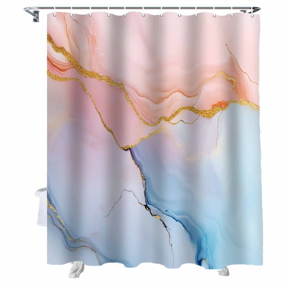 Shower Curtains Blue Pink Marble Bath Curtain Modern Abstract Art Waterproof Bathroom Shower Curtain Set with Hooks Decoration 36 x 72 Inches
