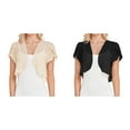 thumbnail image 1 of (2-Pack) Rinsvye Women Solid Short Bell Sleeve Cardigan Sleeve Cropped Bolero Open Mesh Cardigan Front Chiffon Cardigan, 1 of 6